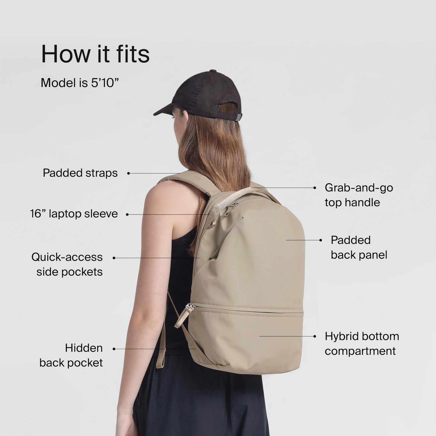 Urth Arkose 20L Modular Backpack + 3.7L Camera Insert - Water Resistant, Anti-Theft, Recycled Bag for DSLR/SLR/Mirrorless, 13-16 Inch Laptop in Beige