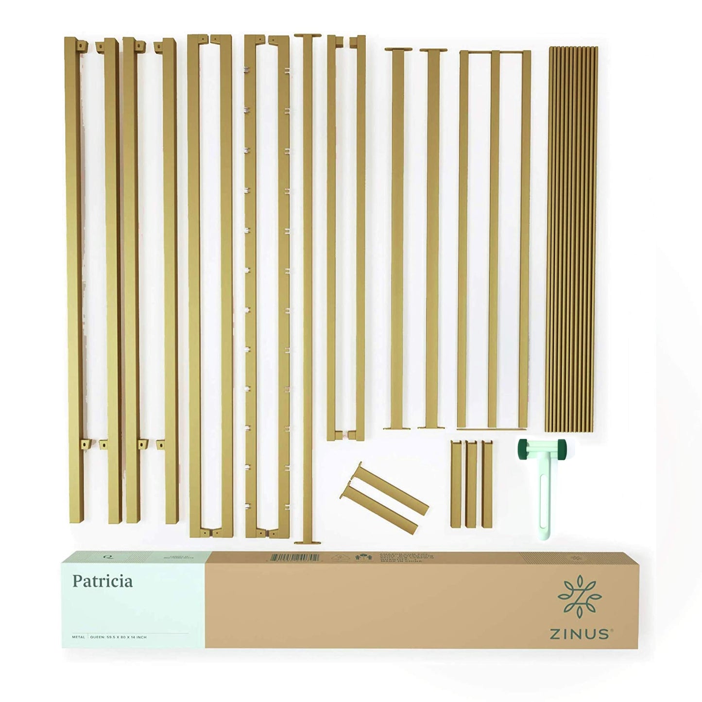 Zinus Patricia Gold Metal Canopy Platform Bed Frame, Mattress Foundation with Steel Slat Support, No Box Spring Needed, Easy Assembly, Full