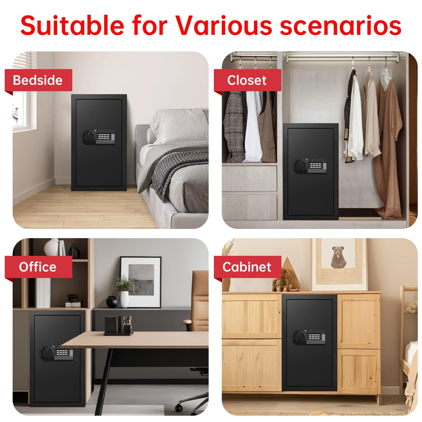 6.2 Cuft Large Home Safes Water and Fireproof with Digital Keypad & Key Lock, Fire Security Safe Box with 3 Removable Shelves, Fireproof Safes for Money Documents Jewelry, 27.56"H x13.78"W x 11.81"D