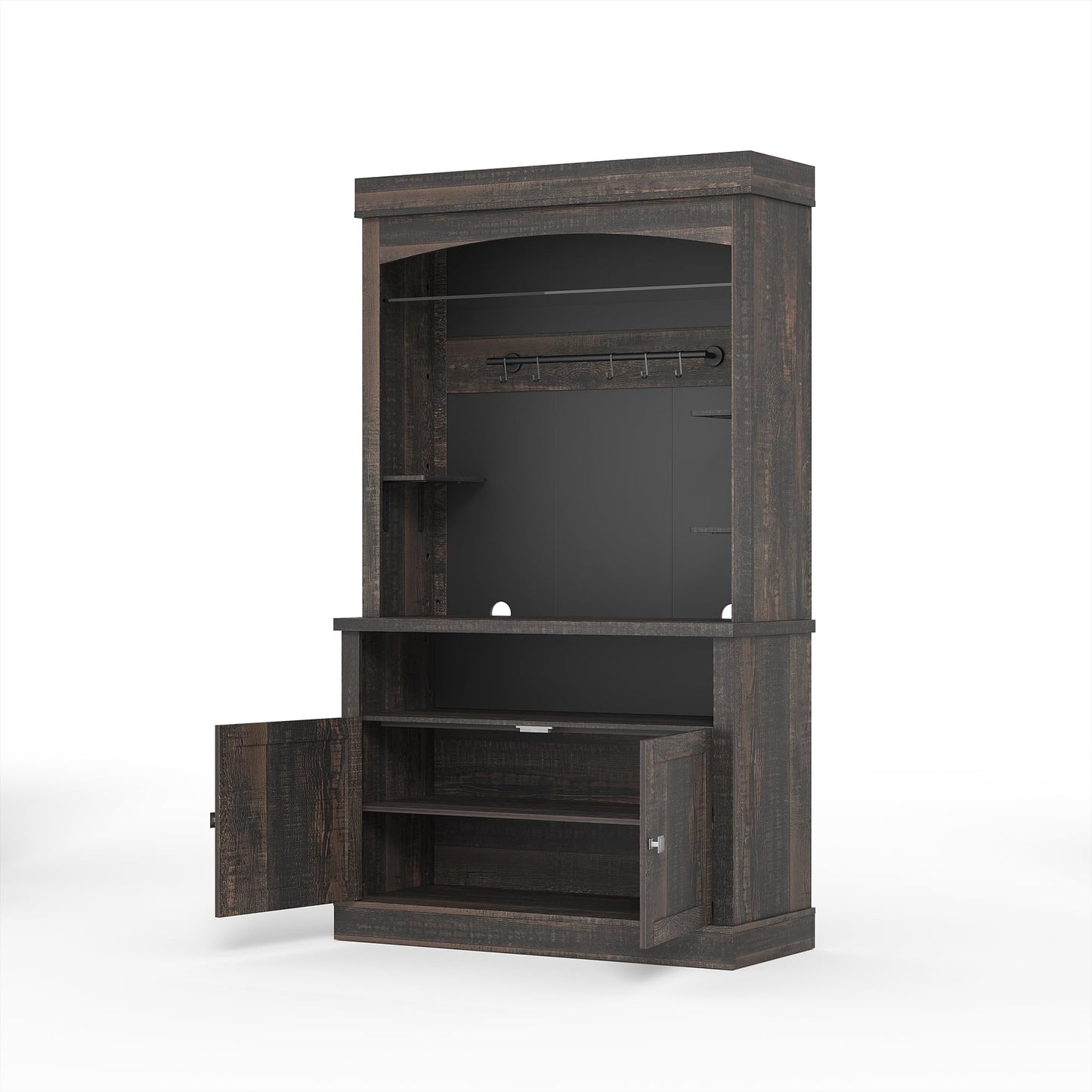 Garvee Farmhouse Coffee Bar Cabinet with Storage LED Buffet Cabinet 72" Coffee Hutch Cabinet Large Kitchen Sideboard with Wine Rack/Glass Shelf for Kitchen, Dining Room, Living Room,Oak