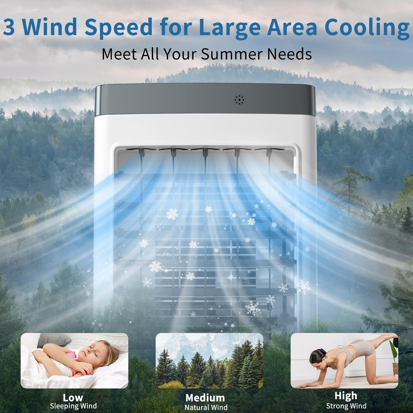 Lerat Portable Air Conditioners for Room, Swamp Cooler Portable AC Unit with Large Water Tank, Windowless Evaporative Air Cooler with 3 Speeds, Rapid Cooling Room Air Conditioners for Home & Garage1