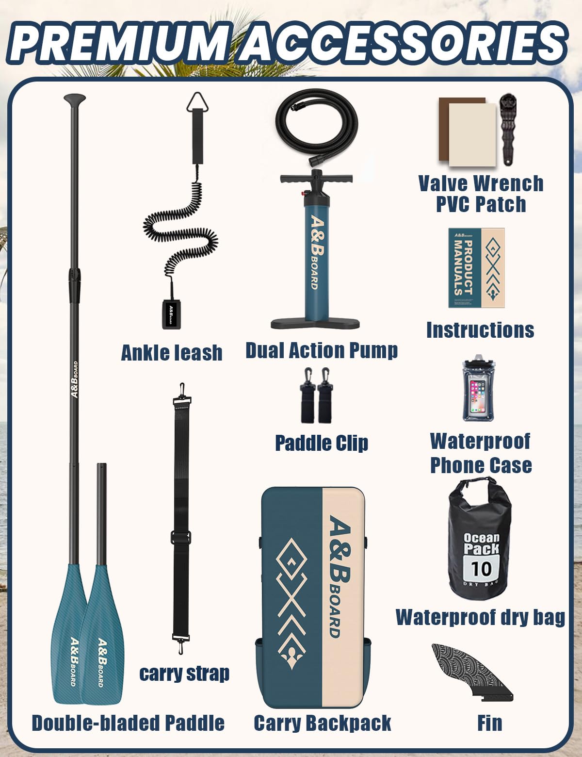 ABBOARD Inflatable Stand Up Paddle Board 11 Ft Extra Wide Fishing Paddleboard with Sup Accessories for Beginner Adults Youth