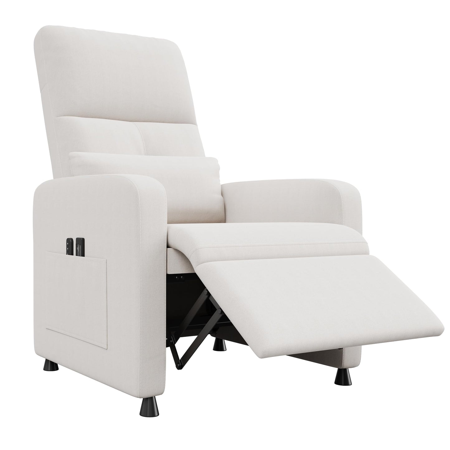 Power Recliner Chair, Adjustable Electric Reclining Chair for Adults, Overstuffed Tall Back Sofa with Padded Seat, 2 Side Pockets & USB Port, Home Theater Seating for Living Room - White