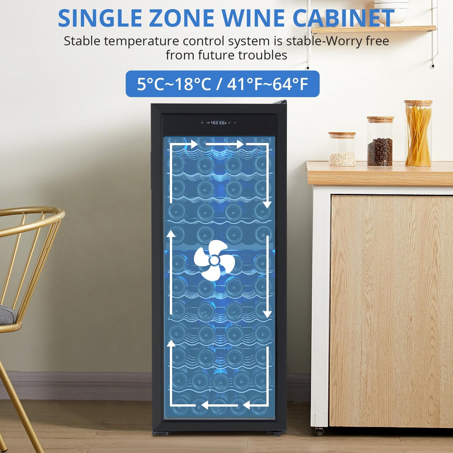 GarveeHome 80 Bottle Compressor Wine Cooler Refrigerator, Wine Fridge with Adjustable Shelves & Digital Temperature Display, 41-64℉, Large Freestanding Wine Cellar for Red White Wine, Champagne, Beer