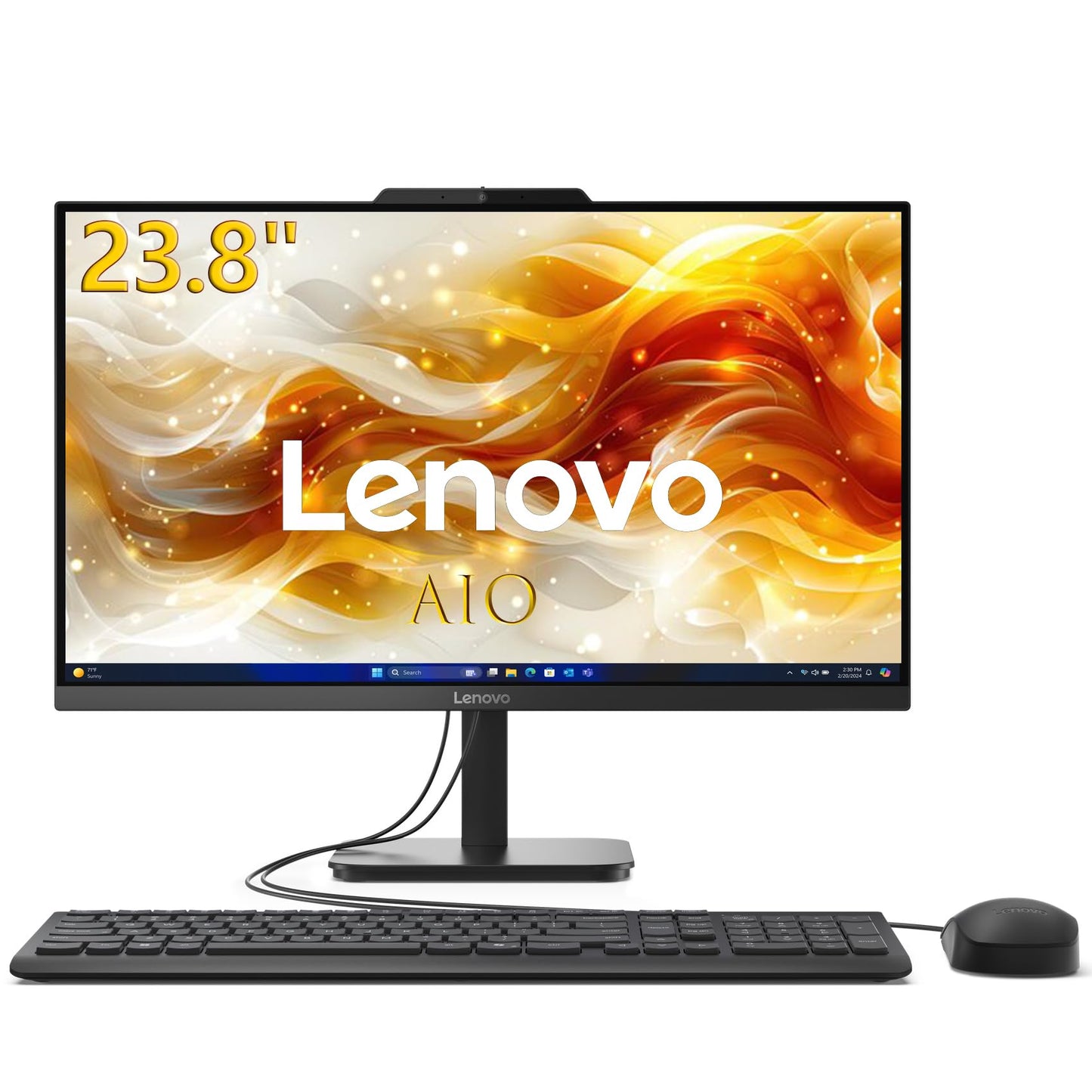 Lenovo IdeaCentre 24 AIO Desktop, 23.8" FHD IPS Display, Intel N100 4-Core, 32GB RAM, 1TB PCIe SSD, Wi-Fi 6, Bluetooth 5.2, Windows 11 Home, Keyboard & Mouse, Black