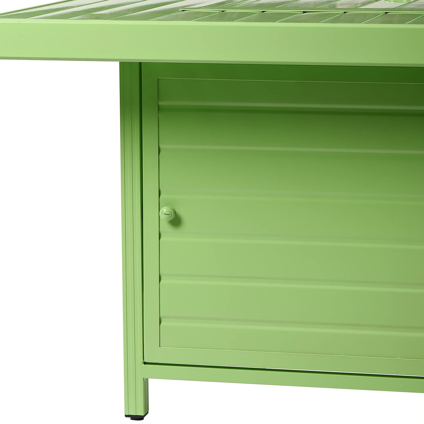 Square 42 in. x 42 in. Aluminum Propane Fire Pit Table with Glass Beads, Two Covers, Lid, 57,000 BTUs in Green Finish