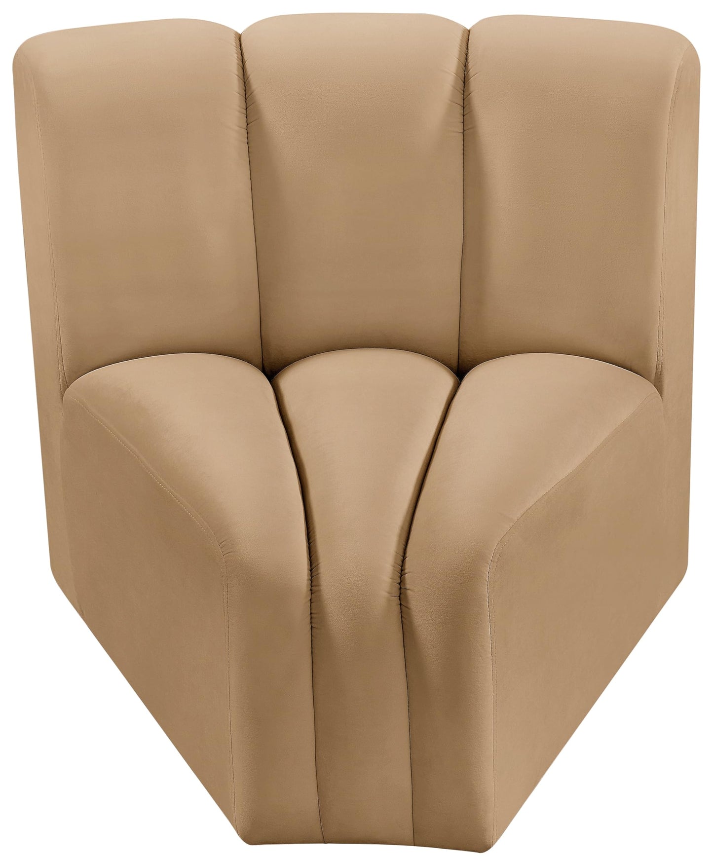 Meridian Furniture 103Camel-CC Arc Collection Modern | Contemporary Curved Corner with Soft Camel Velvet, Channel Tufting, Modular for Limitless Configurations, 33" W x 31" D x 30" H, Camel