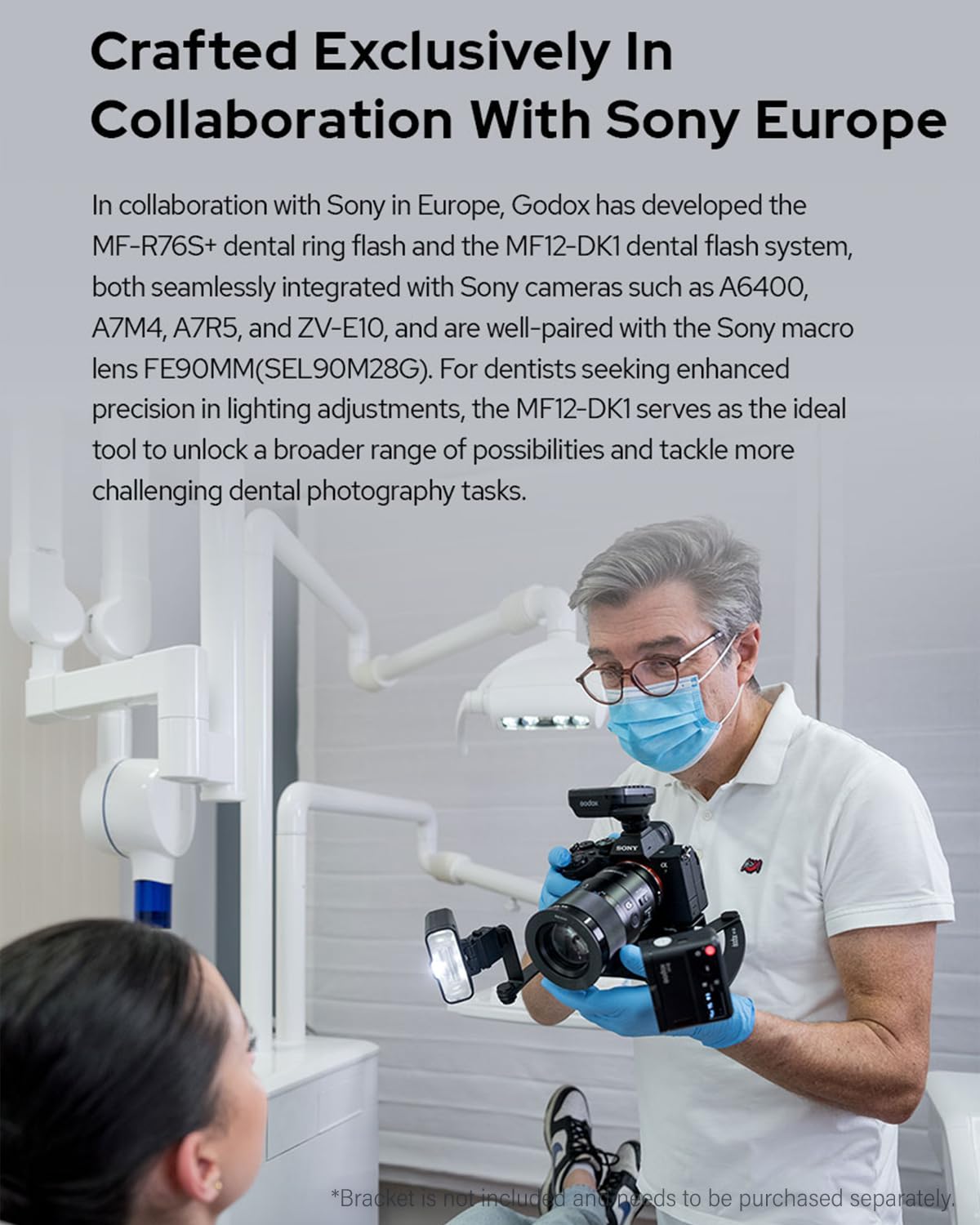 Godox MF12 Compact Camera Flash Set for Dental Flash System, MF12-DK1 Dental Macro Flash Speedlite 2-Light Kit with XproiiS+ for Sony Cameras A6400, A7M4, A7R5, ZV-E10 with The Sony Macro Lens FE90MM