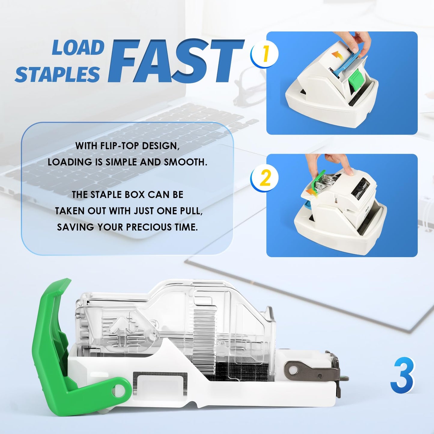 Frifreego Electric Stapler, Heavy Duty 70 Sheets Automatic Stapler, Jam-Free, Flat-Clinch & Quiet for Home and Office, with 5500 Staples
