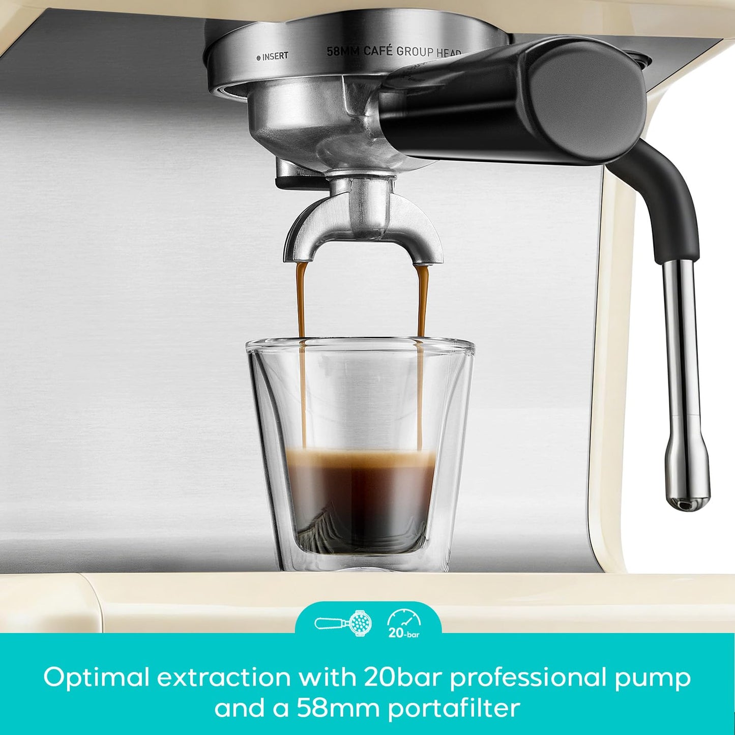 CASABREWS Ultra Espresso Machine with LCD Display, 20 Bar Espresso Maker with Powerful Milk Frother, Customizable Brewing Temperature, Barista-Level Latte and Cappuccino Machine for Home, Creamy