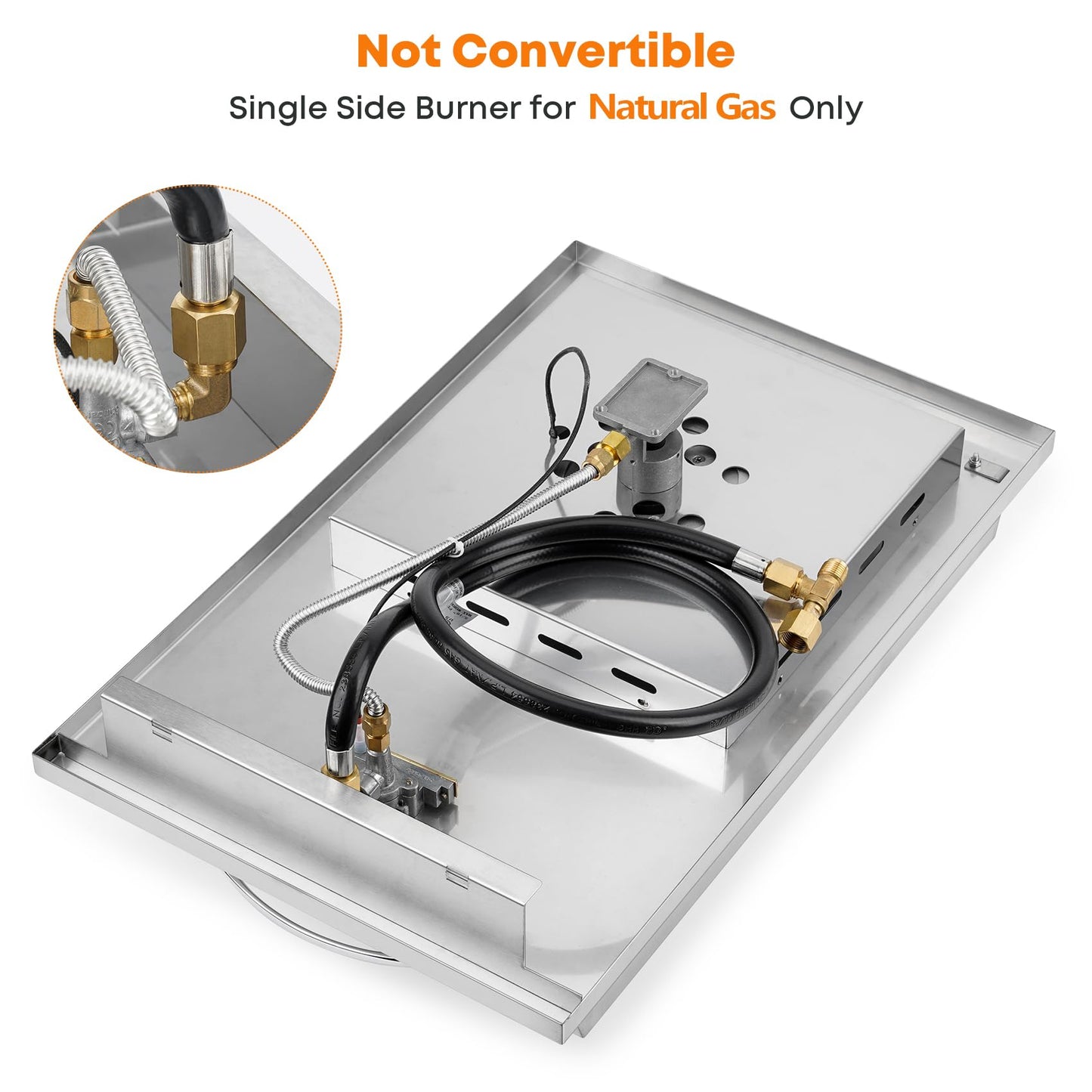 Stanbroil Built-in Single Side Burner for Outdoor Kitchen, 304 Stainless Steel Grilling Side Burners - Natural Gas Only