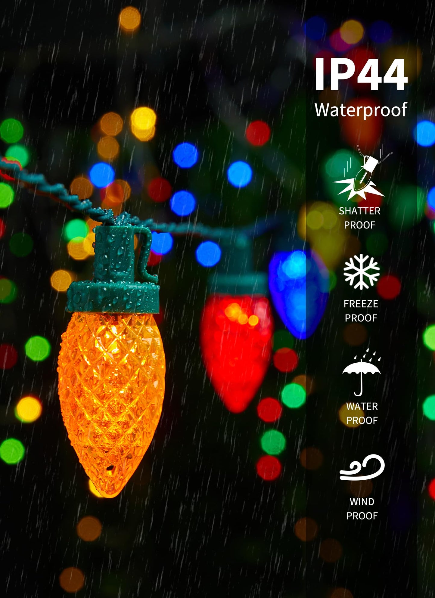 Minetom C9 LED Christmas Lights, 100 Multicolor Lights, 81 Feet, Waterproof, Timer, 8 Modes, 2 Pack