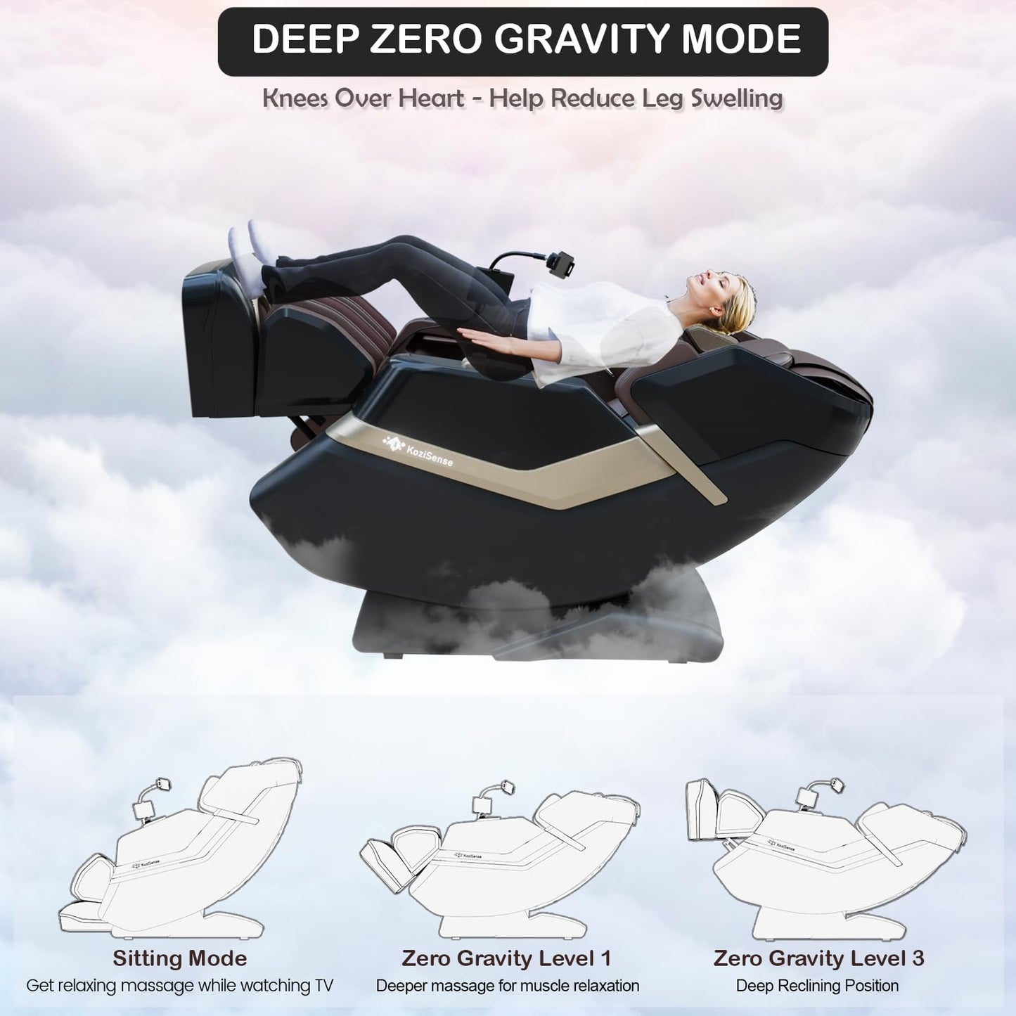 KoziSense KZ-313 2026 Heated Jade Roller Massage Chair Full Body, Deep Zero Gravity SL-Track with Heat, 12 Auto Modes, 6 Custom Programs, Backlit Touch Screen, Voice Control, Wireless Charger