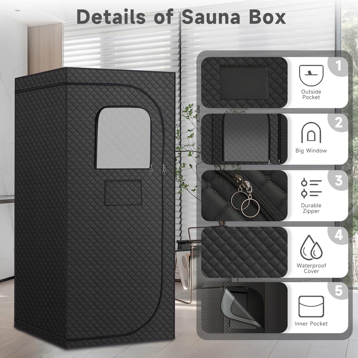 RRGFB Far Infrared Sauna Box with Red Light Therapy, Portable Dry Sauna for Relaxation, Detoxification, Carbon Crystal Heating,9 Levels, Full Size 5.9ft×2.9ft×2.6ft
