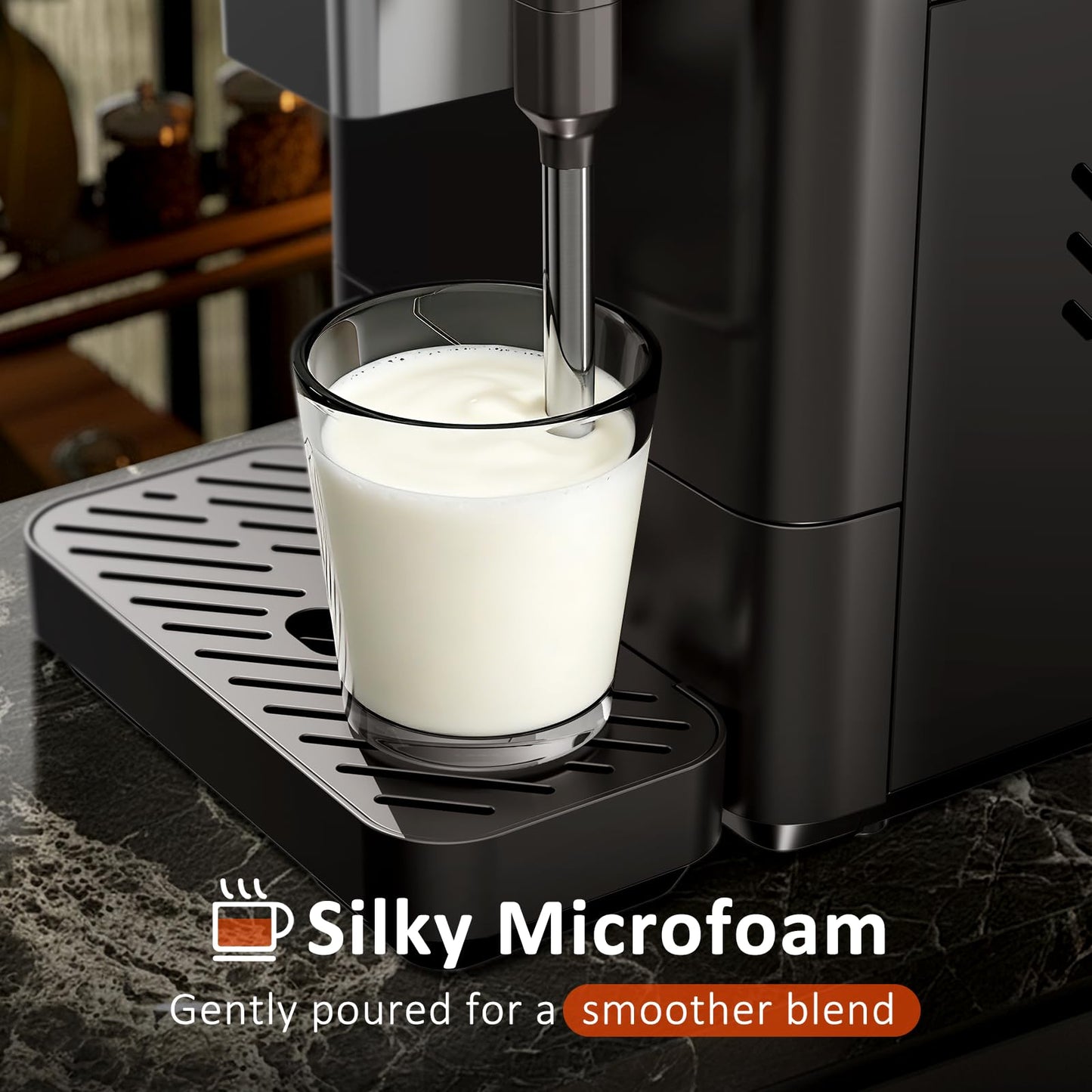 Kndko Automatic Espresso Machine, 20 Bar Coffee Maker with Grinder and Milk Frother Steam Wand, All-in-One Grind and Brew Coffee Maker, Auto Self-Cleaning, Cappuccino & Barista-Style