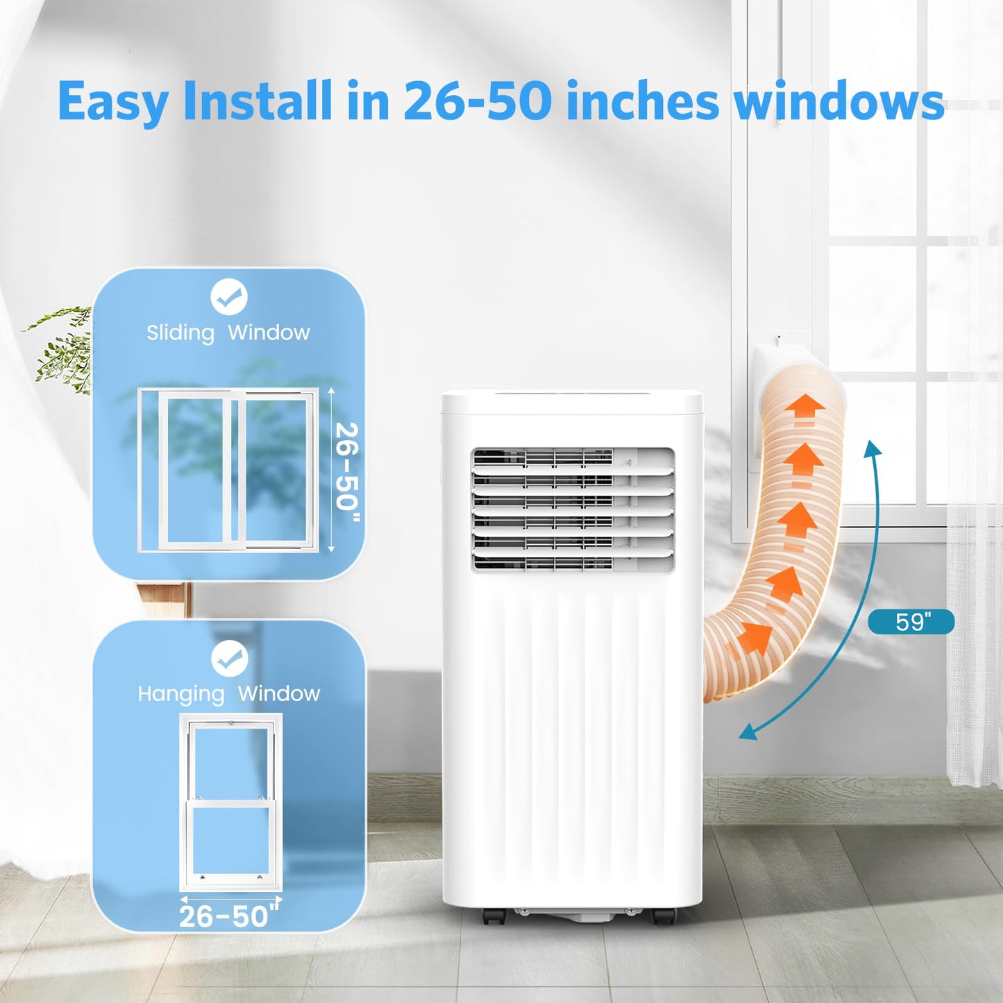 Electactic 10000 BTUs Portable Air Conditioners with cooling/dehumidification/fan/sleep mode,4-IN-1 Portable AC with 24H Timer & Remote Control & Window Kit
