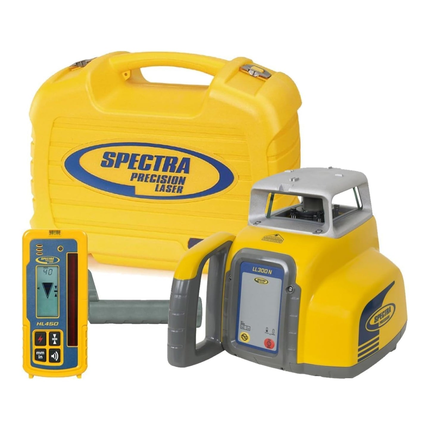 Spectra Precision LL300N Self-Leveling Rotary Laser with HL450 Professional - Receiver, Small Case - Rugged IP66 Job-Site Performance