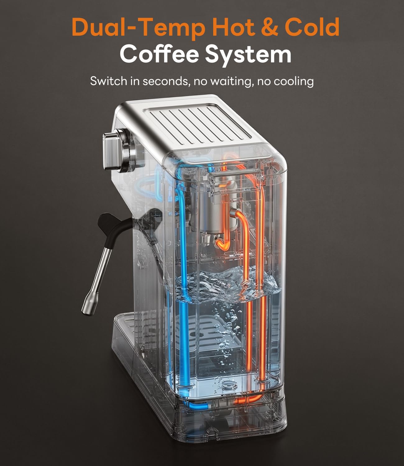 Aromaster Espresso Machine 20 Bar with Milk Frother, Easy to Use Compact Espresso Maker with Touchscreen, Fast Heat 1400W for Latte & Cappuccino, Stainless Steel Coffee Machine for Home & Office