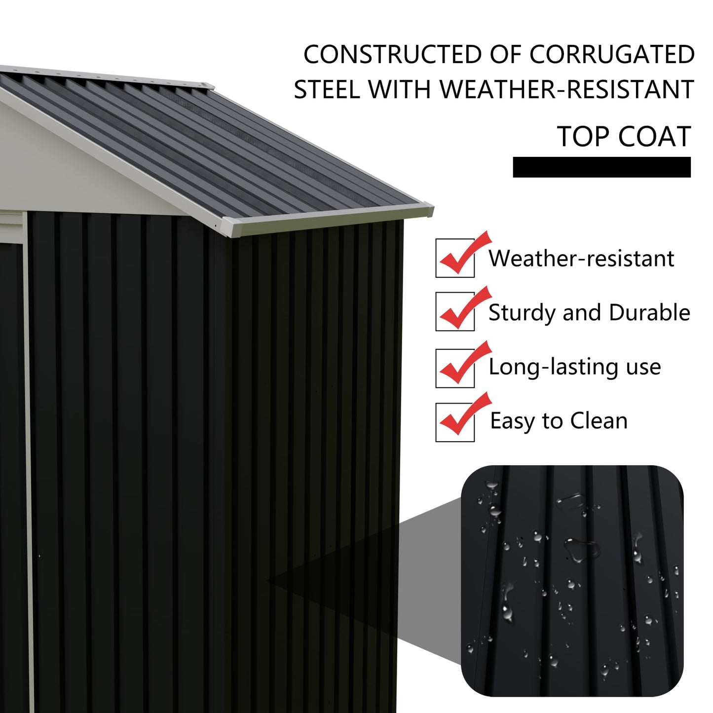 KEIKI 6x4 FT Outdoor Storage Shed with Rack, Metal Garden Shed with Storage Shelves, Bike Storage Tool Cabinet Box for Lawn, Backyard, Patio