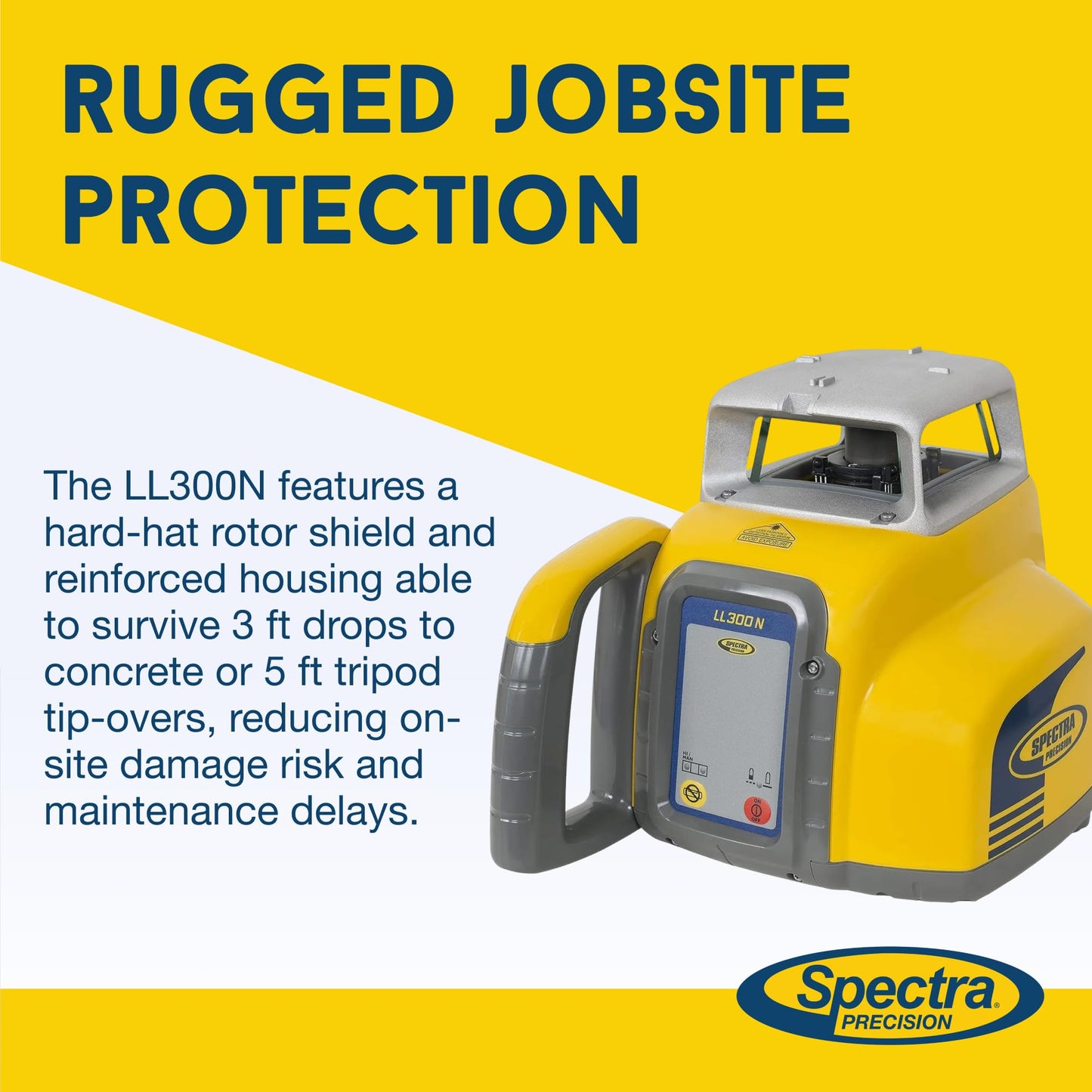 Spectra Precision LL300N Self-Leveling Rotary Laser with HL450 Professional - Receiver, Small Case - Rugged IP66 Job-Site Performance
