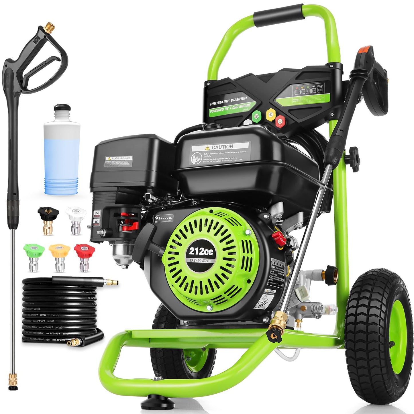 4200PSI Pressure Washer 4.0GPM Gas Power Washer 212CC Gas Powered Washing Machine Commercial High Pressure Washer with 25ft Hose&5 Nozzles for Patio Garden Yard Vehicle,EPA/CARB/ETL (Green)