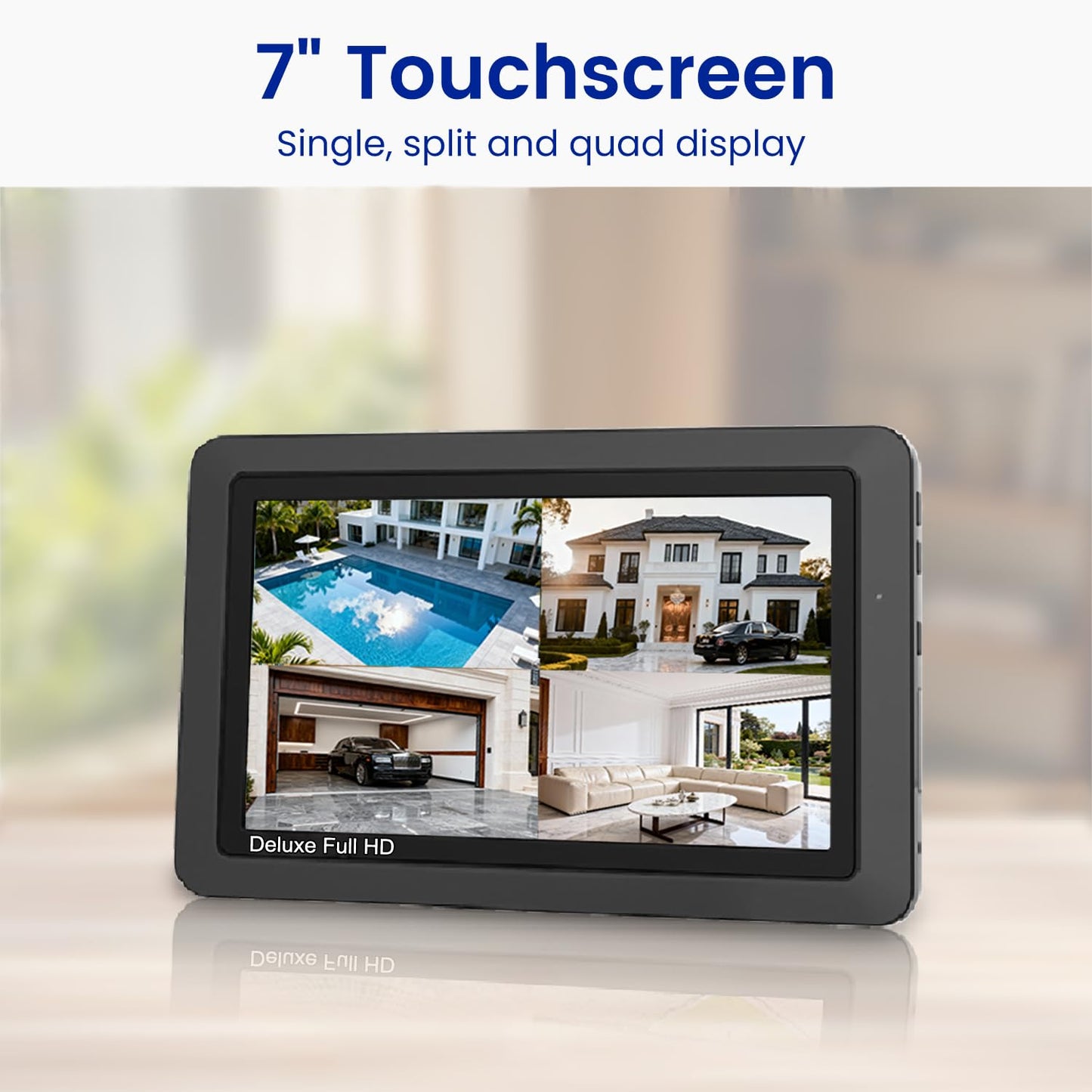 CasaCam Wireless Security Camera System Deluxe | 7" Touchscreen Monitor & 2 1080p Cameras | AC Powered, No Monthly Fees, Two-Way Audio, Free APP, SD Card and Battery Installed, Model VS5802