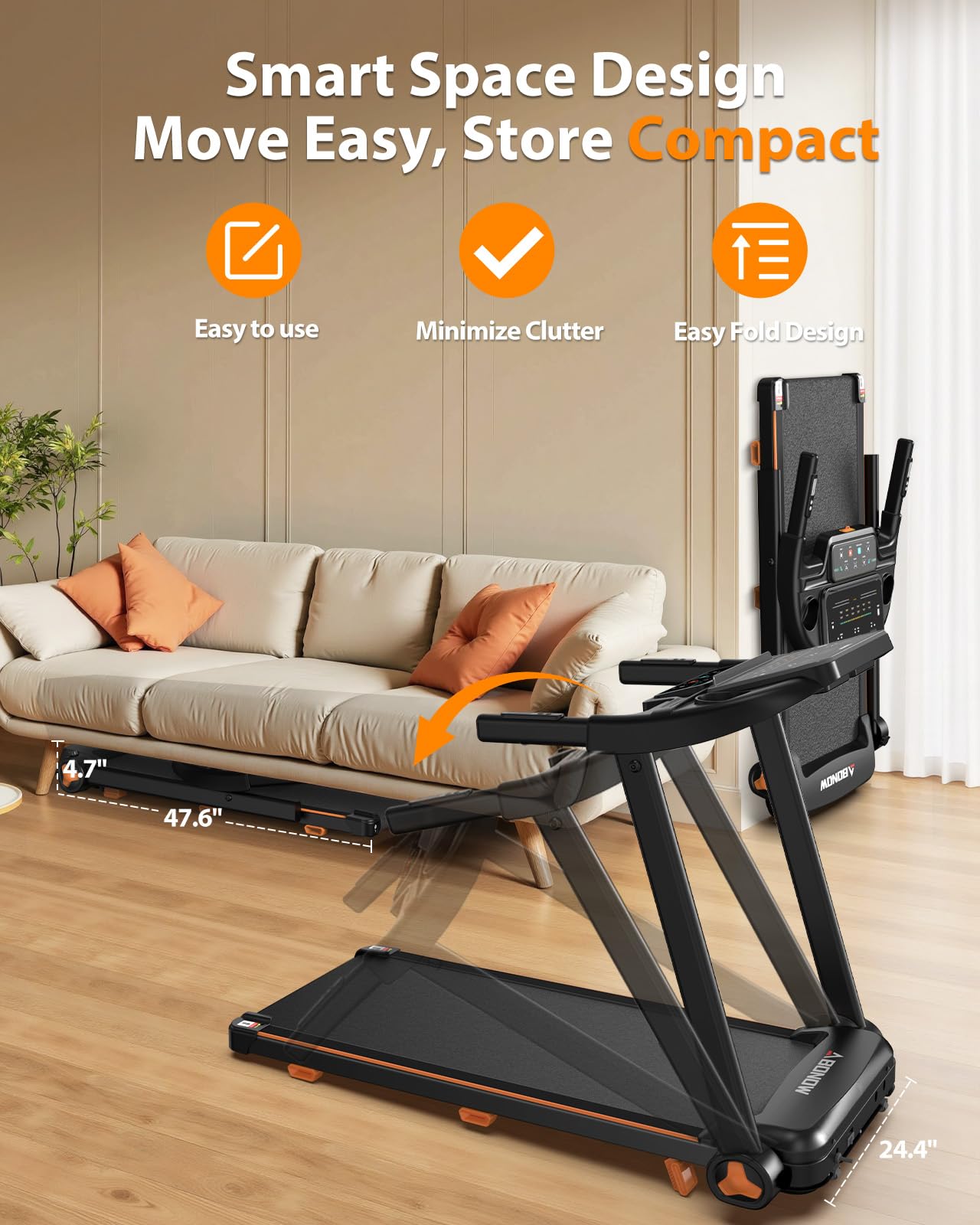 Foldable Treadmill for Home with Incline - Extra Large Dual LED Screen, 8.5MPH Max Speed, Bluetooth Speaker, 280LBS Capacity, 3HP Home Office Treadmills for Running Jogging Walking