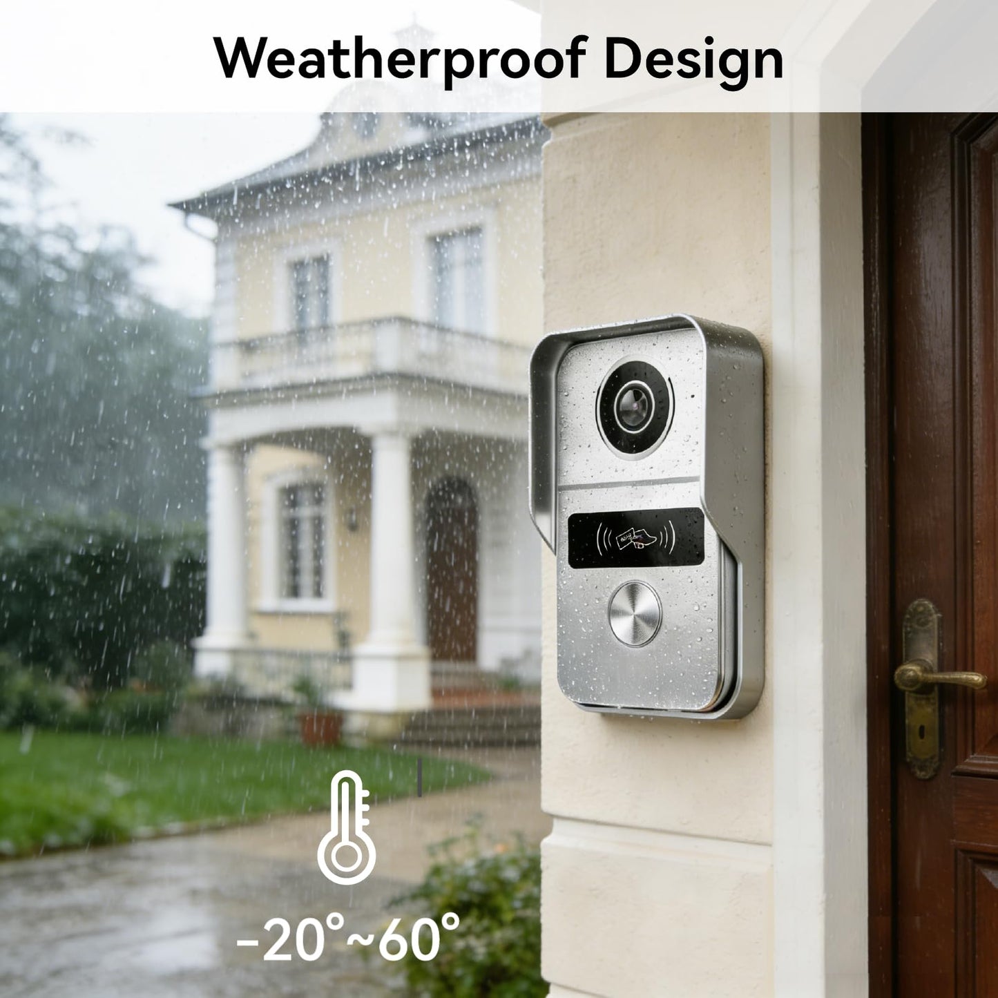 Wired Video Doorbell Apartment Intercom System, 1080P Doorbell Camera, 7-inch Touch Screen, Night Vision, Remote Unlock, Two-Way Intercom for Villa, Home, Office, with 1 Camera and 2 Monitors