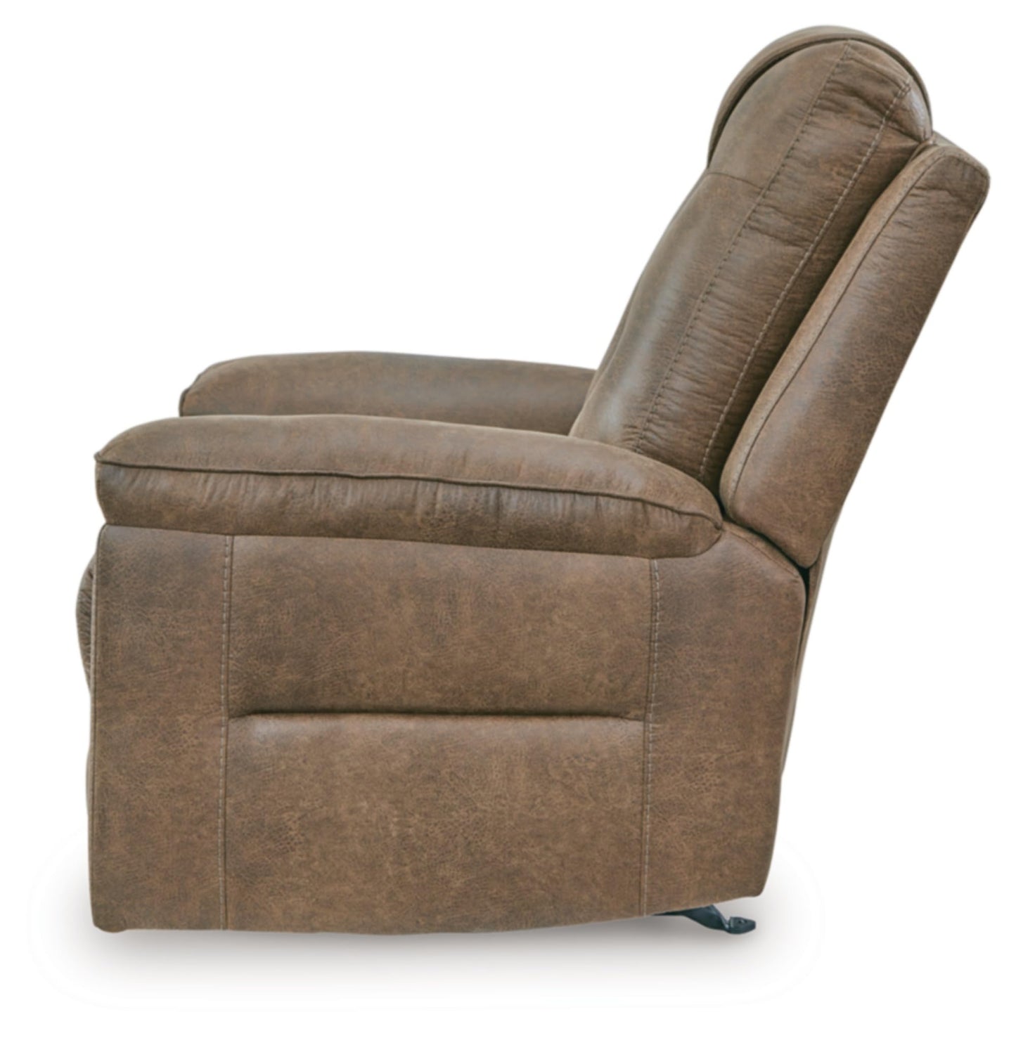 Signature Design by Ashley Shadehille Contemporary Faux Leather Manual Rocker Recliner with Side Pocket, Heat and Massage, Light Brown