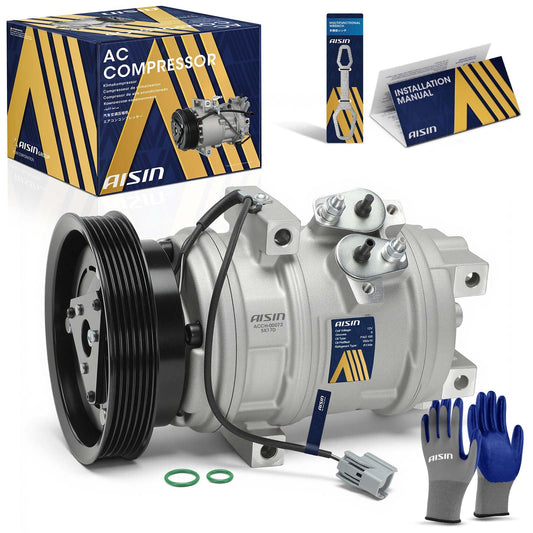 AISIN AFTERMARKET ACCH-00072 Air Conditioner AC Compressor - Compatible with Honda Pilot 2003-2004 3.5L, Odyssey 1999-2004 3.5L, Acura MDX 2001-2002 3.5L - with 6-Pulley Groove, with Clutch