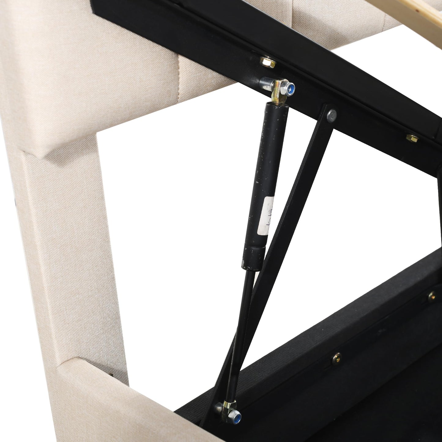 Merax Twin Size Upholstered Platform Bed with a Hydraulic Storage System, No Box Spring Needed, Beige