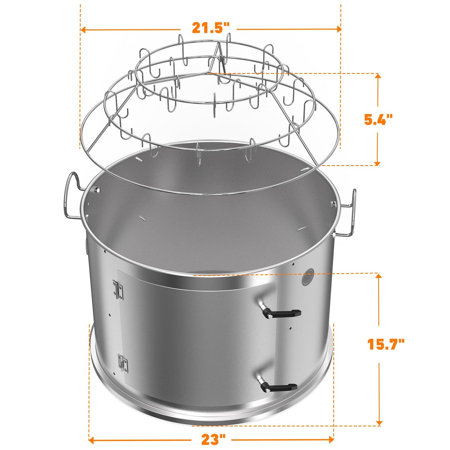 only fire Stainless Steel Grill Cooking Smoking Attachment, Charcoal, Rib Hanging System for Weber 22 inch Kettle Grills - Turns Your Kettle into Smoker