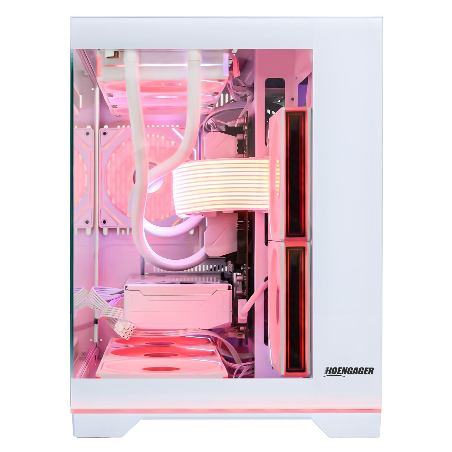 HOENGAGER Software ARGB Control Gaming PC Desktop - AMD Ryzen 7 9800X3D - Radeon RX 9070 XT (16GB) - 32GB DDR5 6000MHz - 1TB PCIe NVMe SSD - White Panoramic Glass Case, RGB Fans, Wi-Fi, Win 11