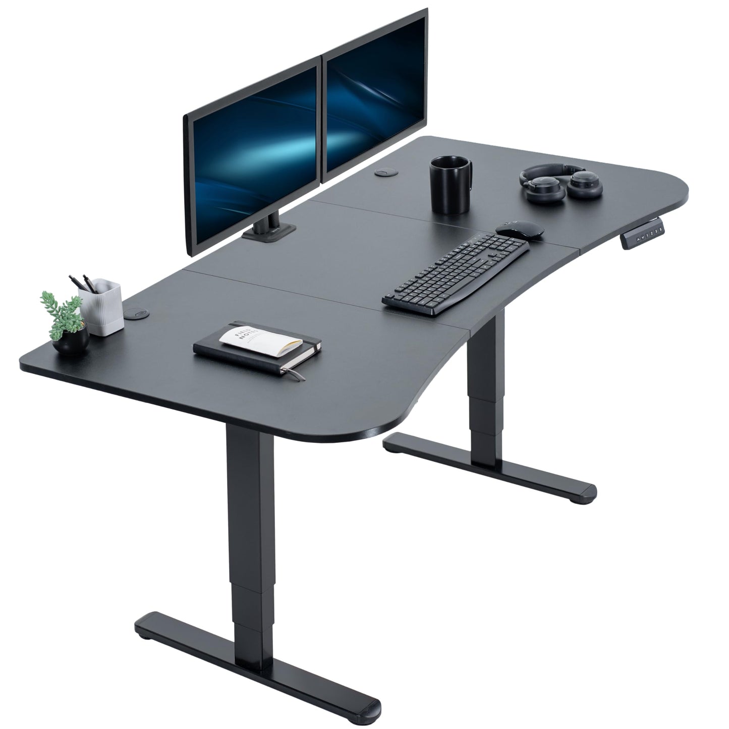 VIVO Electric 63 x 32 in Dual Motor Standing Desk, Memory Height Adjustment, 2B Series, Black Top Black Frame, DESK-KIT-2B1B