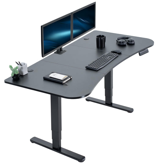 VIVO Electric 63 x 32 in Dual Motor Standing Desk, Memory Height Adjustment, 2B Series, Black Top Black Frame, DESK-KIT-2B1B