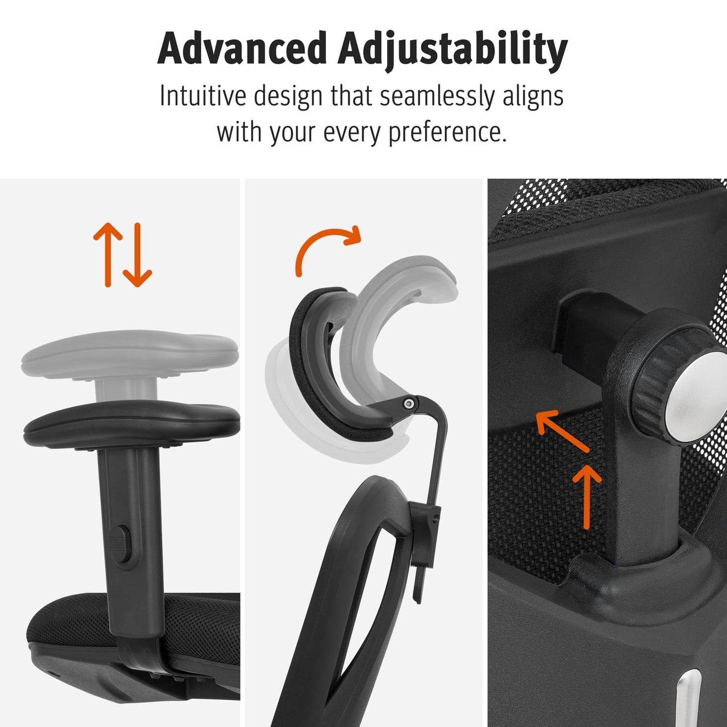Duramont Ergonomic Office Chair | Adjustable Desk Chair with Lumbar Support and Rollerblade Wheels | High Back Chair with Breathable Mesh | Thick Seat Cushion
