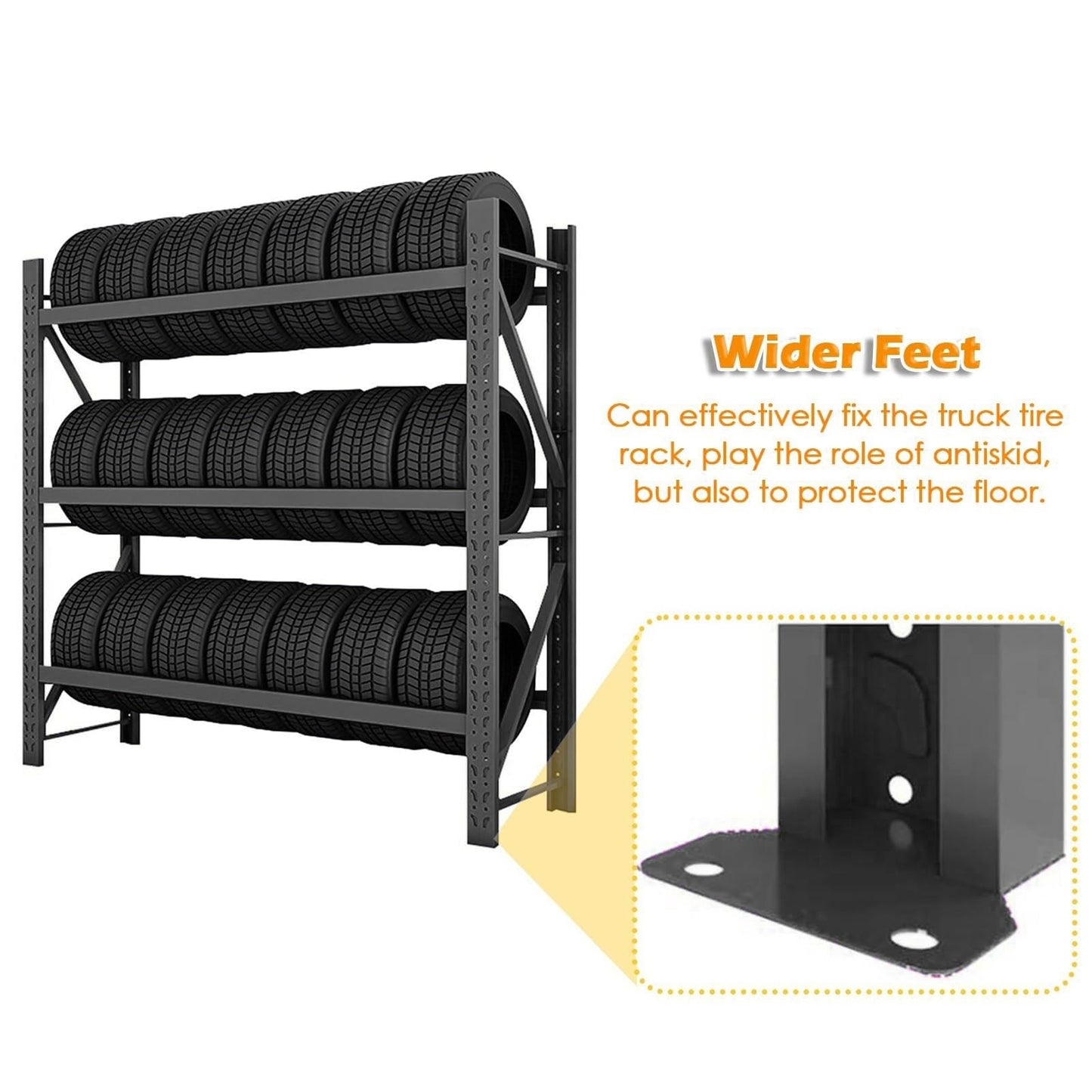 AOCDNEK Heavy Duty Tire Storage Rack, Steel, 1100lb,Load Capacity, Height Adjustable,for Auto Repair Shops Garages(Black,59x23.6x78.7in)