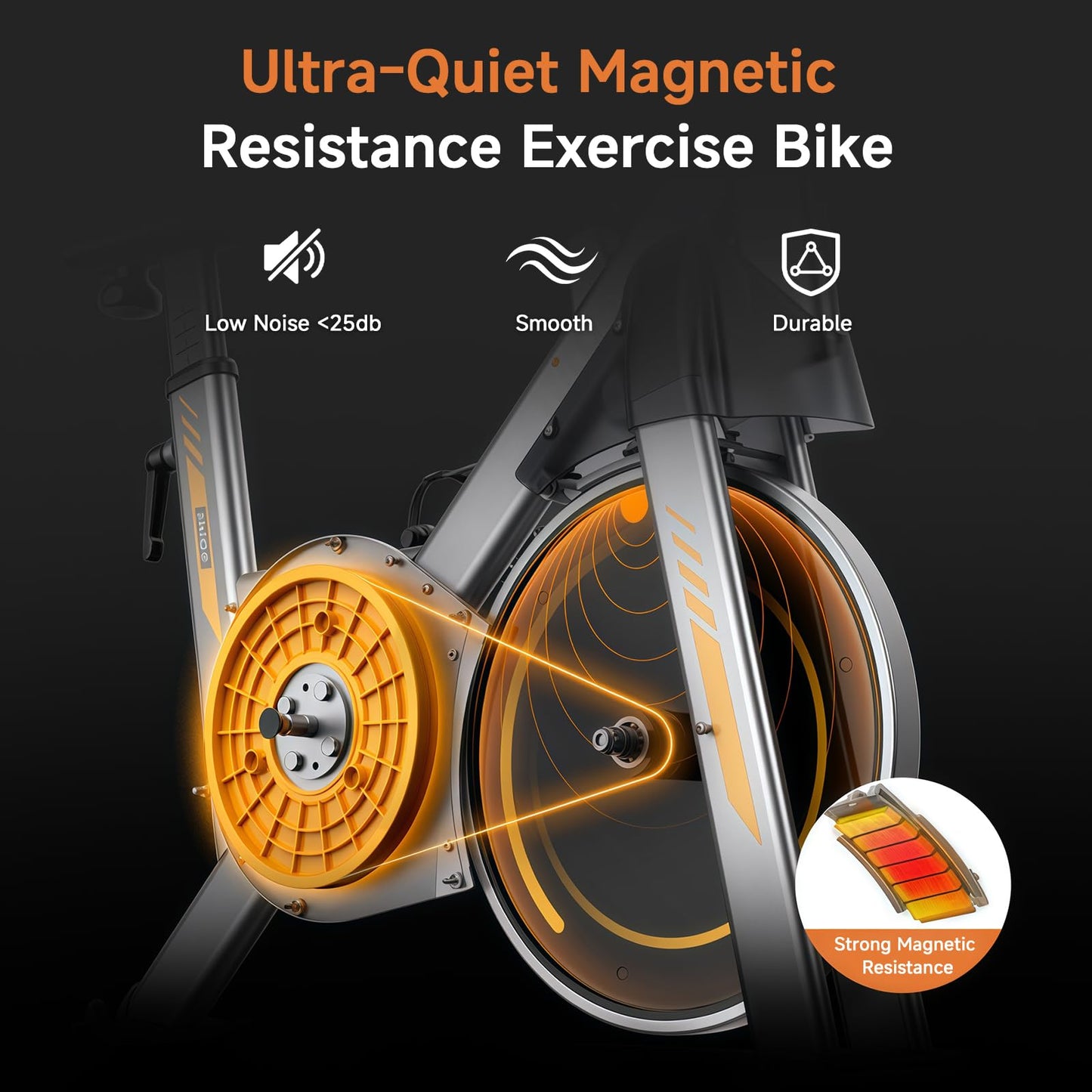 Hitgo Magnetic Exercise Bike for Home - Ultra Quiet Indoor Cycling Bike with Bluetooth App, 3kg Cast Iron Flywheel, Compact Stationary Bike for Apartment, 265lbs Weight Capacity, Silver