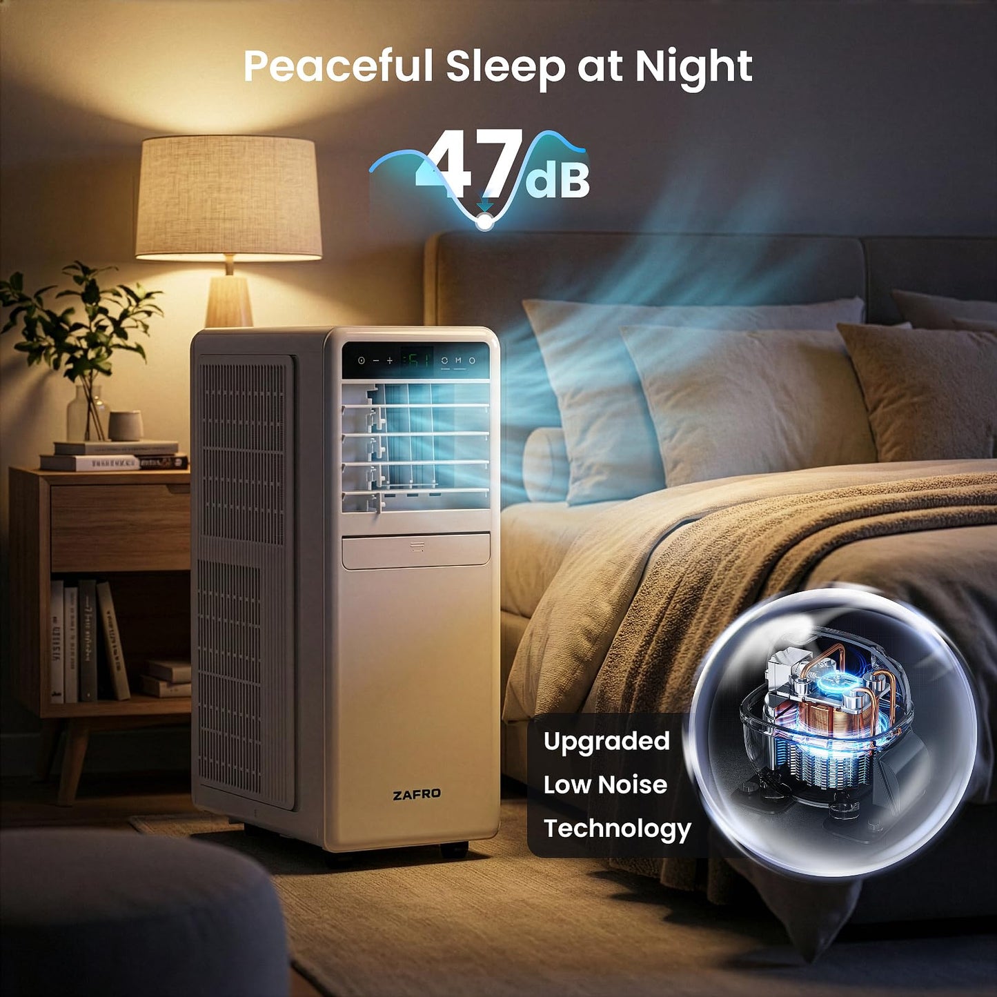 ZAFRO Portable Air Conditioners, 12000 BTU (8000 BTU SACC), Smart AC Unit with Drainage-free Cooling, Fan & Dehumidifier, Portable AC with APP/Remote, 47dB Quiet, 24H Timer for Living Room, Bedroom