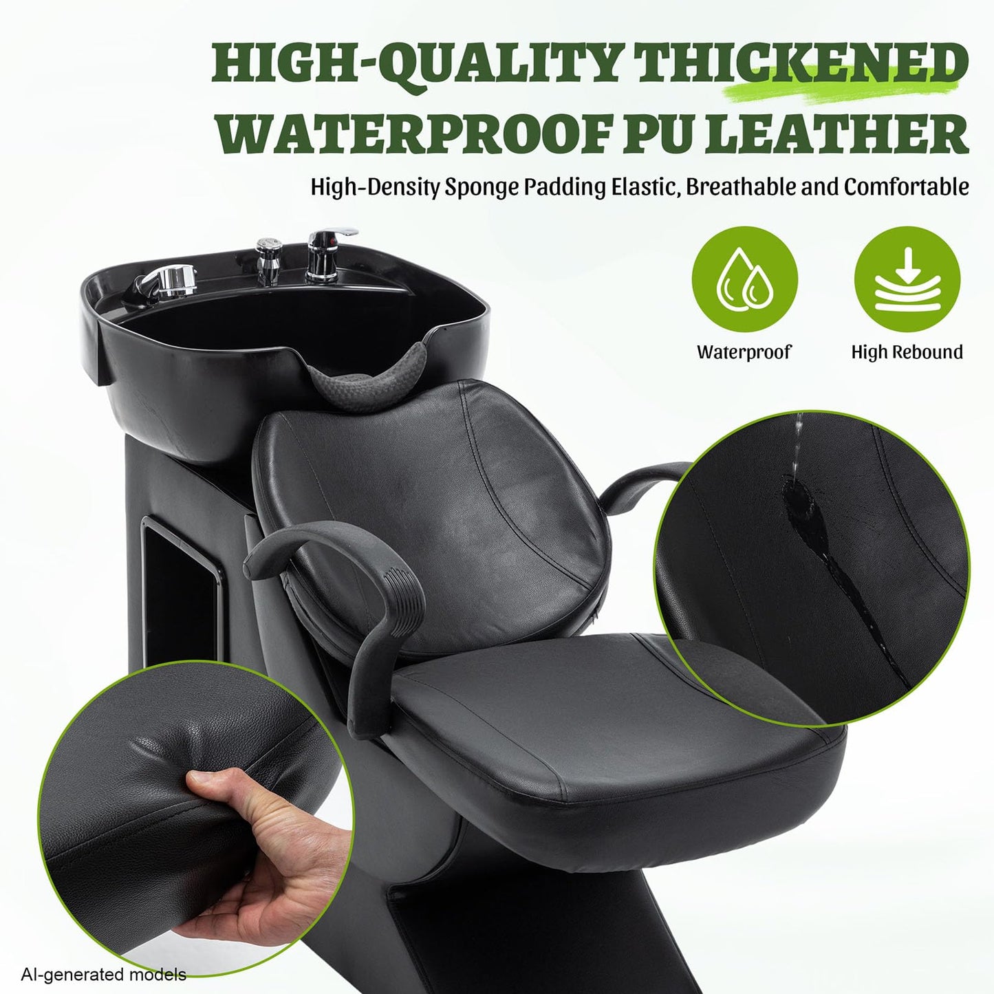 CNFKF Shampoo Bowl Chair Set, Hair Washing Station for Salon
