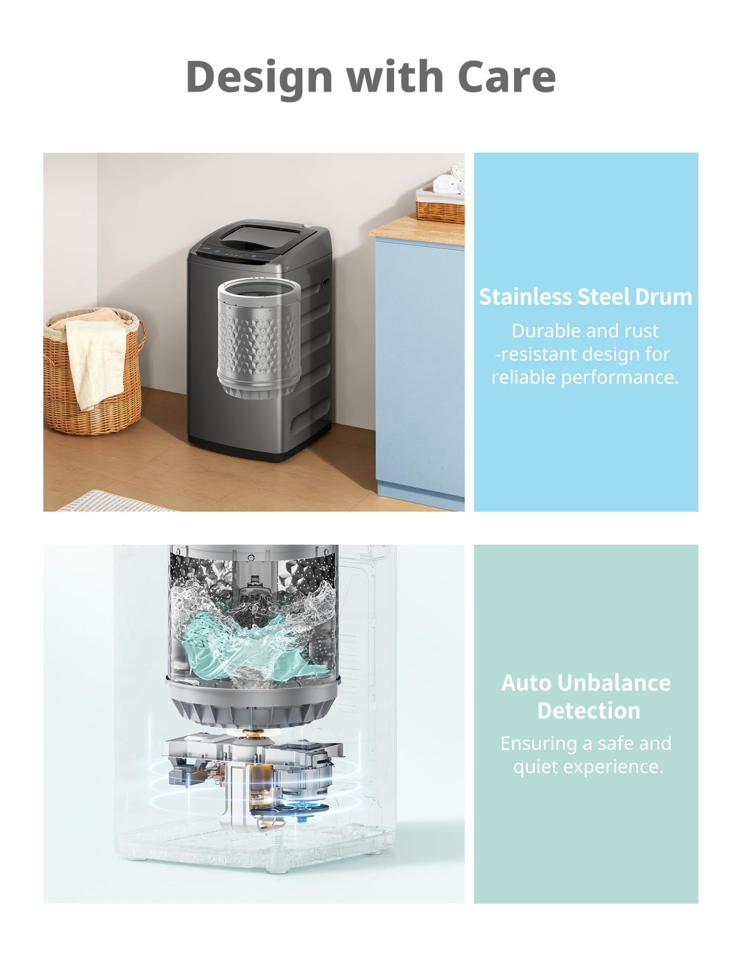 COMFEE' Portable Washing Machine, 0.9 cu.ft Compact Washer With LED Display, 5 Wash Cycles, 2 Built-in Rollers, Space Saving Full-Automatic Washer