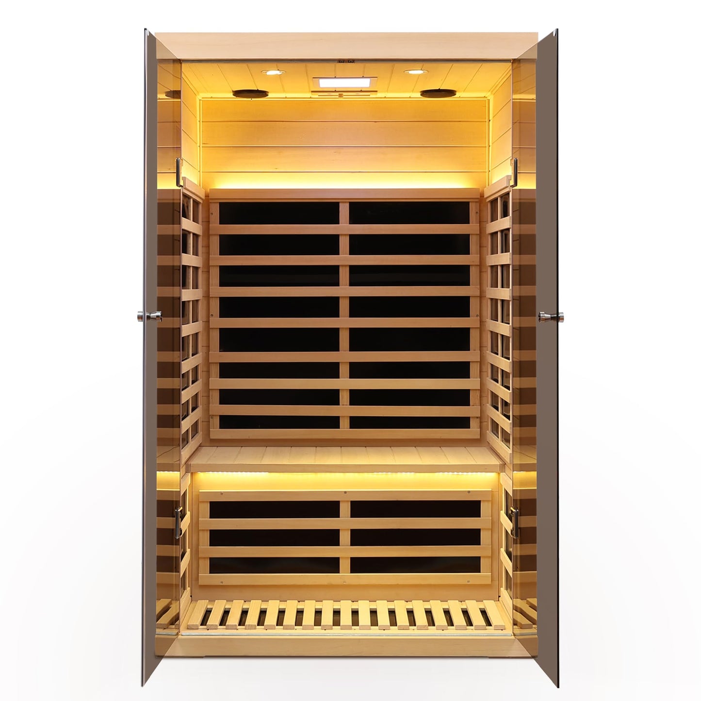 2-Person Far Infrared Sauna Room, Hemlock Wood, 47.24x38.19x76.38 Inches, Low EMF with Bluetooth, LED Light