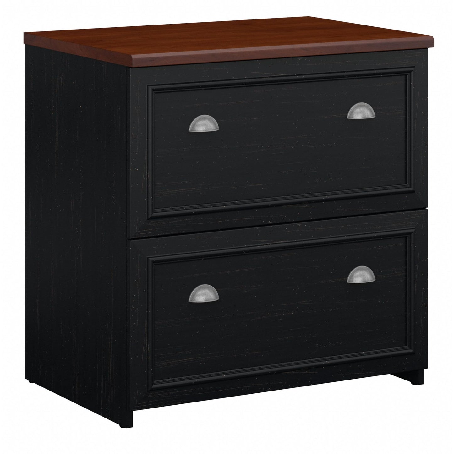 Bush Furniture Lateral File Cabinet with Antique Pewter Accents | Fairview Collection 2 Drawer Filing Storage Unit for Home Office | 32Wx21Lx31H