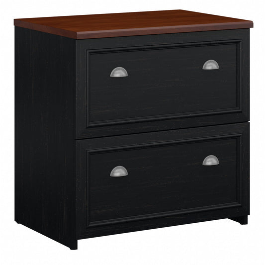 Bush Furniture Lateral File Cabinet with Antique Pewter Accents | Fairview Collection 2 Drawer Filing Storage Unit for Home Office | 32Wx21Lx31H