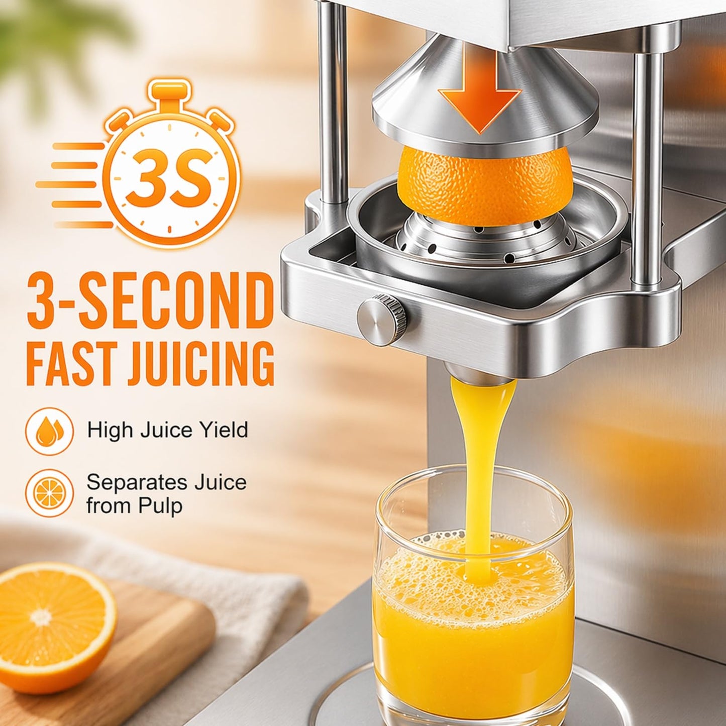 Juicer & Potato Chips Cutter, Electric Fry Cutter and Juice Extractor Machine, 7/9/13mm Blades, 304 Stainless Steel, Dual Power Supply Mode, for Potato, Carrot Strips, Orange Lemon