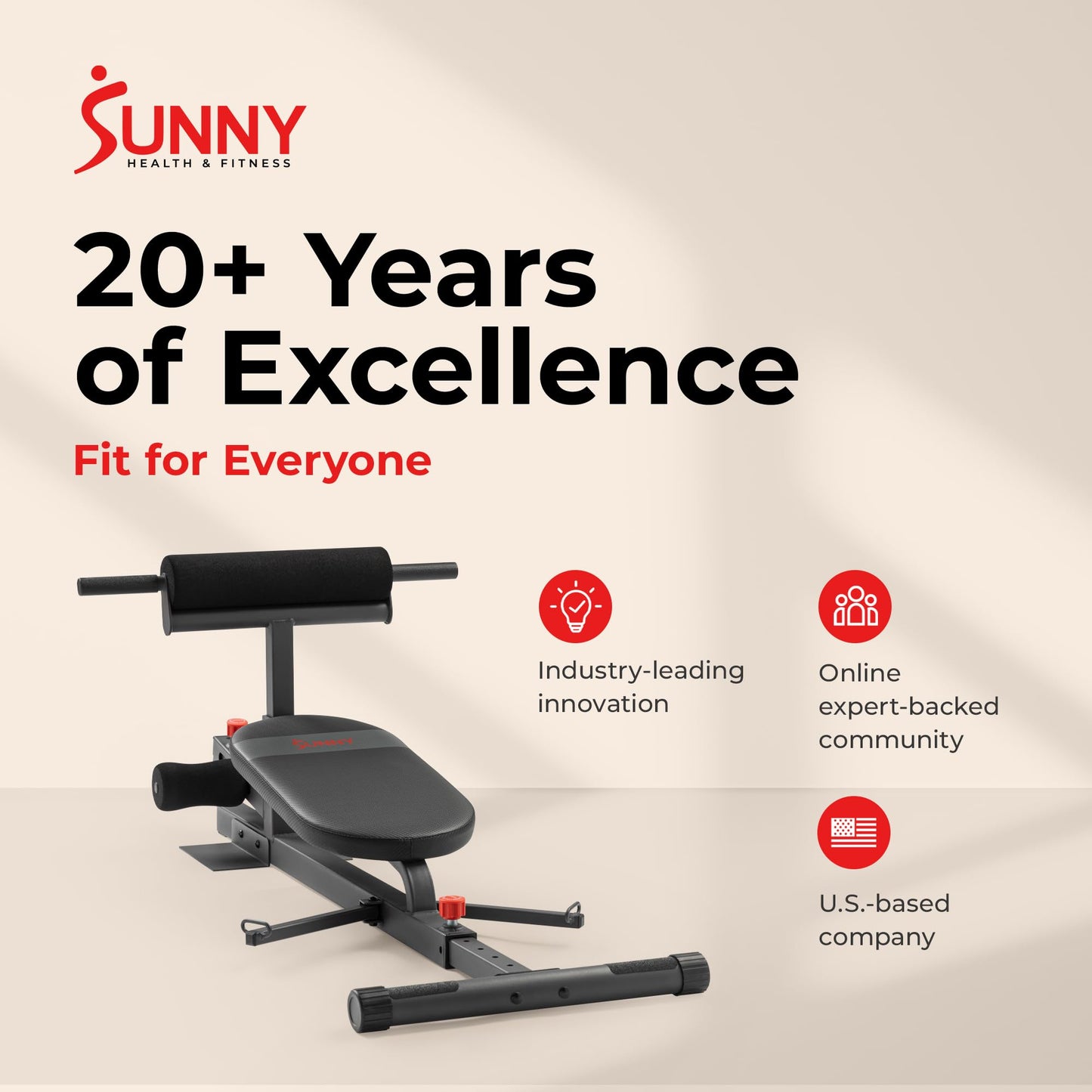 Sunny Health & Fitness Hip Thrust Machine for Home Gym, Multifunction Glute Trainer & Squat Machine, Core Workout Equipment with Resistance Bands, Adjustable Space-Saving Design