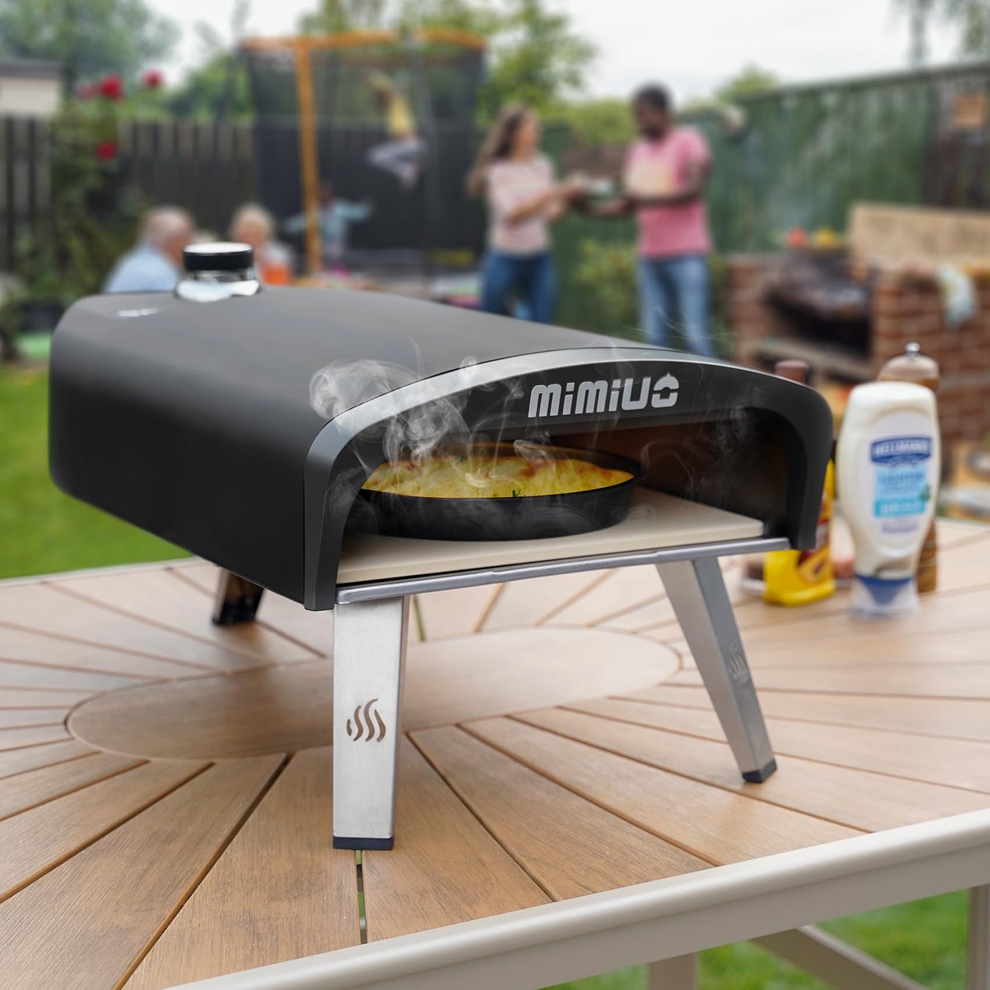 Mimiuo Gas Pizza Oven Outdoor - 33 lbs Heavy Duty Propane Pizza Stove for Outside, 60 Second Pizza - Includes 13" Square Stone Foldable Peel & Cover - Portable for Backyard Camping
