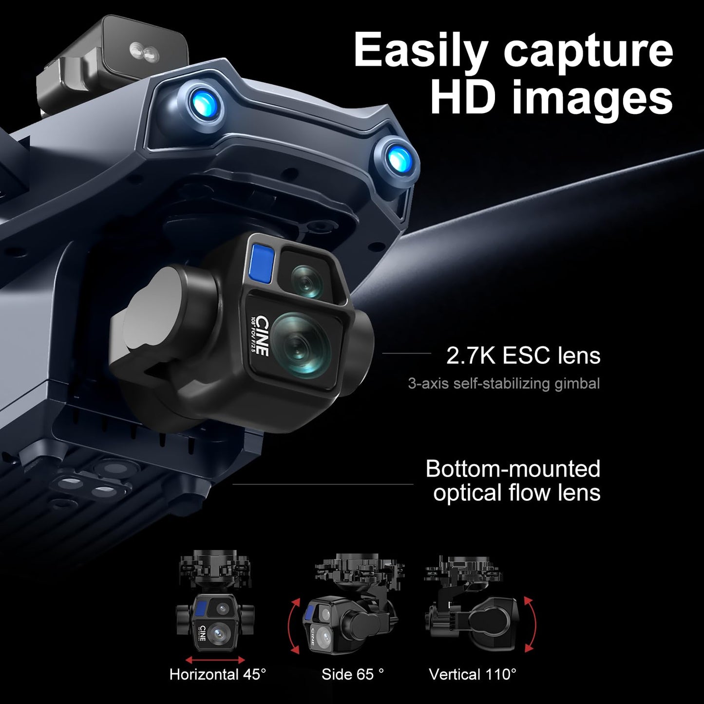 Airdrop Drone, Max Payload Capacity About 0.66 Lbs, GPS Positioning System, 4.92-Inch Touchscreen Remote Controller, 2.7K 3-Axis Gimbal Camera, 2 Batteries for Total Flight Time About 50 Minutes, Dual Cameras, 4-Way Obstacle Avoidance Function, Optical Fl