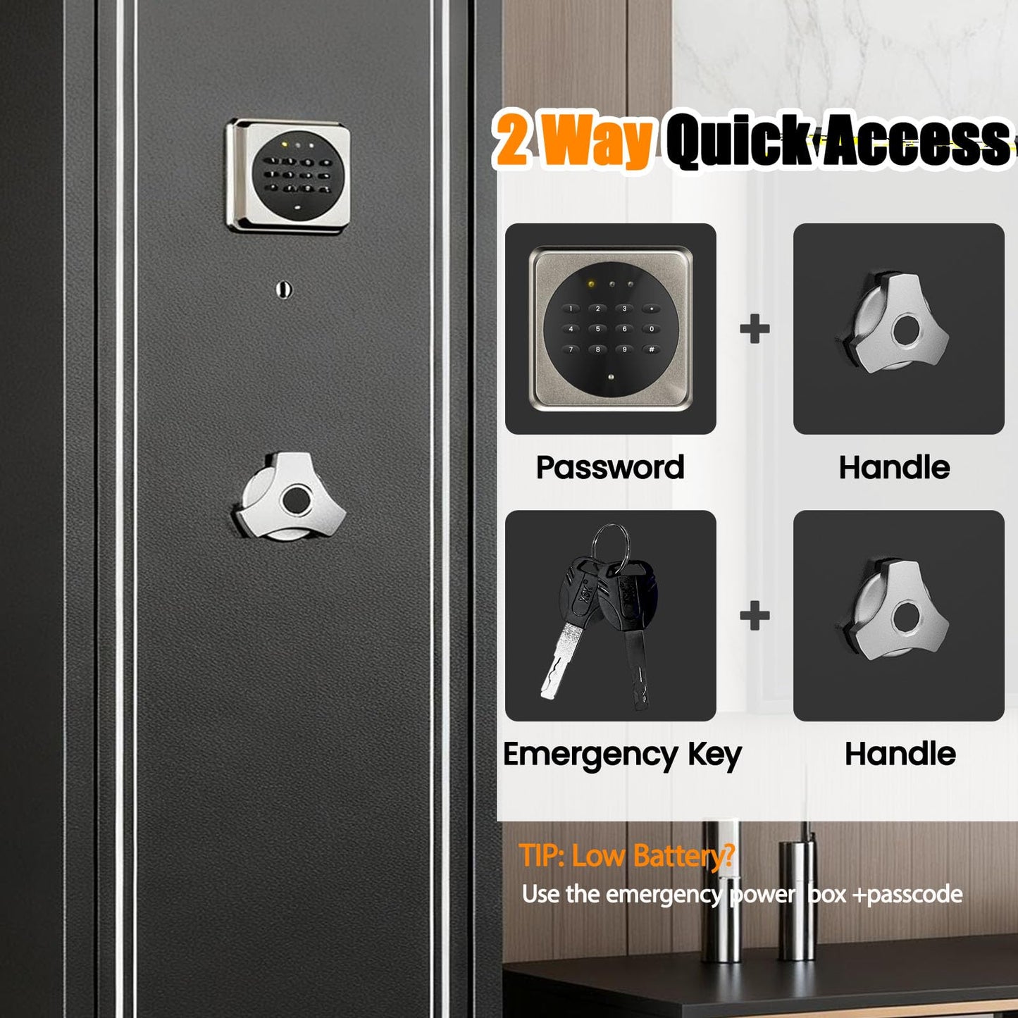 Assembled 22 Gun Safe for Rifle and Pistols, 6 Rifle Safes for Home, Shotgun Safe Long Gun Cabinet for Firearm with Drawer, Removable Shelf & Gun Rack