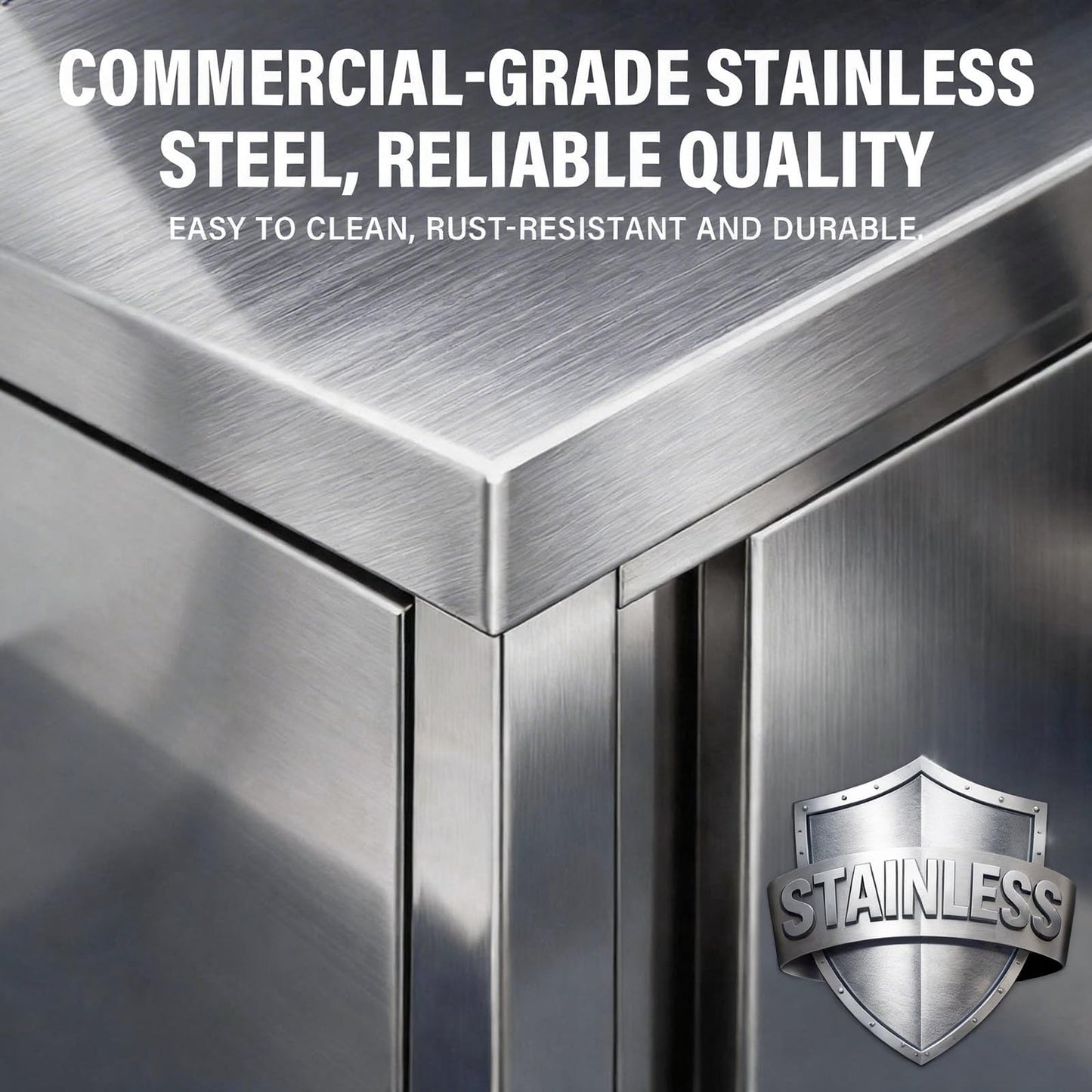 Stainless Steel Commercial Worktable w/Sliding Doors for Prep & Work 39.4" x 19.7" x 33.5" Commercial Kitchen Prep Table Heavy Duty Workbench w/Cabinet for Home Restaurant Hotel and Garage (Small)